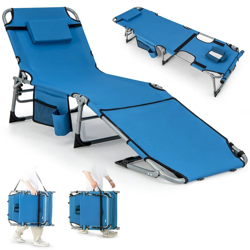 Chaise longue pliable Costway 5 positions avec trou pour le visage - Voir détails