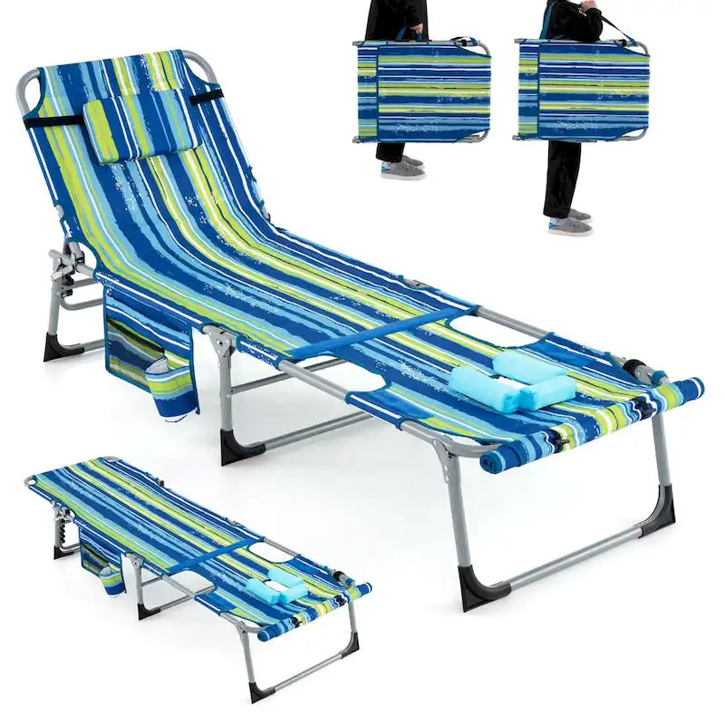 Chaise longue pliable Costway 5 positions avec trou pour le visage - Voir détails