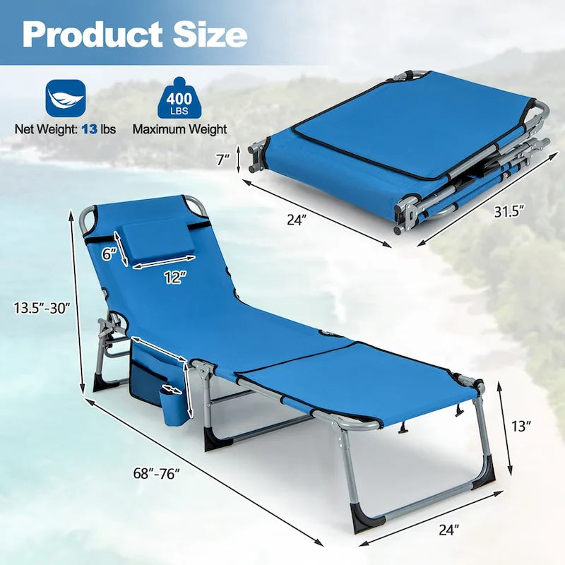Chaise longue pliable Costway 5 positions avec trou pour le visage - Voir détails