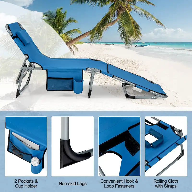 Chaise longue pliable Costway 5 positions avec trou pour le visage - Voir détails