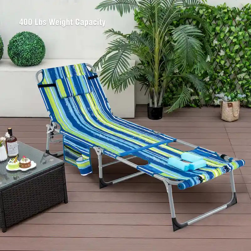 Chaise longue pliable Costway 5 positions avec trou pour le visage - Voir détails