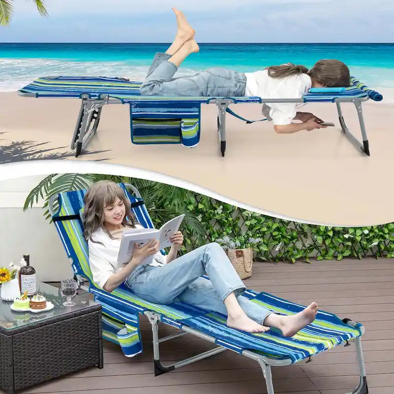 Chaise longue pliable Costway 5 positions avec trou pour le visage - Voir détails