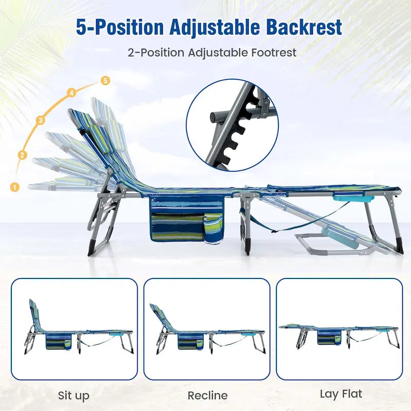 Chaise longue pliable Costway 5 positions avec trou pour le visage - Voir détails