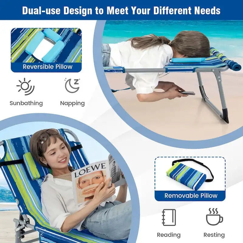Chaise longue pliable Costway 5 positions avec trou pour le visage - Voir détails