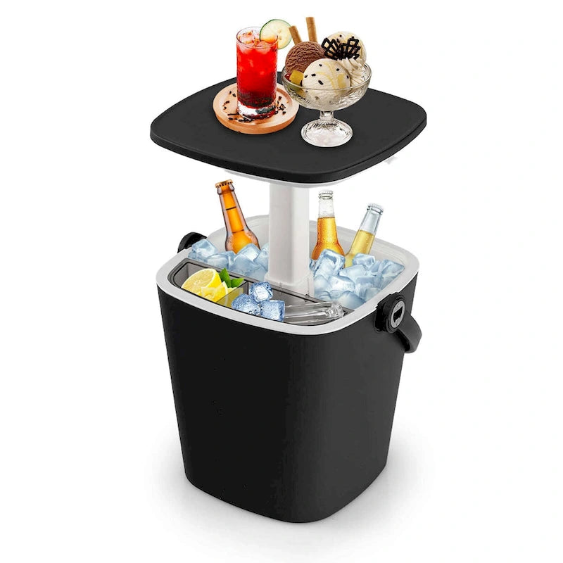 Costway 4 Gallon Portable Cooler Bar Table with Handle Bottle Opener & - See Details