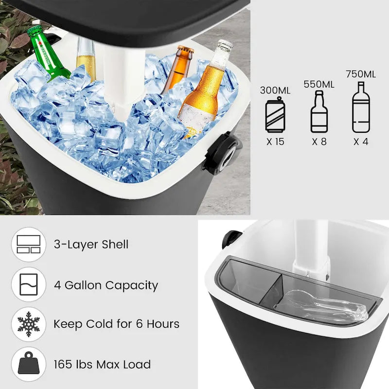 Table de bar glacière portable Costway 4 gallons avec poignée, décapsuleur et – Voir détails