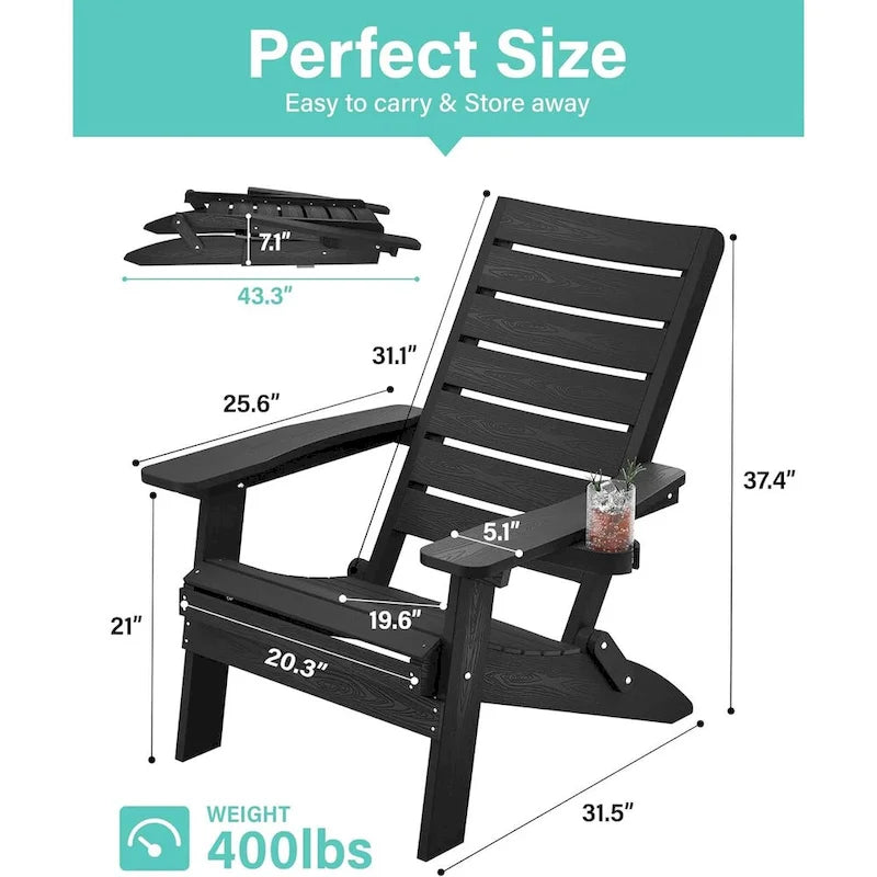 Chaises Adirondack pliantes WINSOON HIPS avec dossier incurvé et porte-gobelet