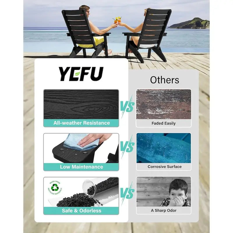Chaises Adirondack pliantes WINSOON HIPS avec dossier incurvé et porte-gobelet