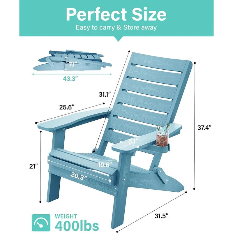 Chaises Adirondack pliantes WINSOON HIPS avec dossier incurvé et porte-gobelet