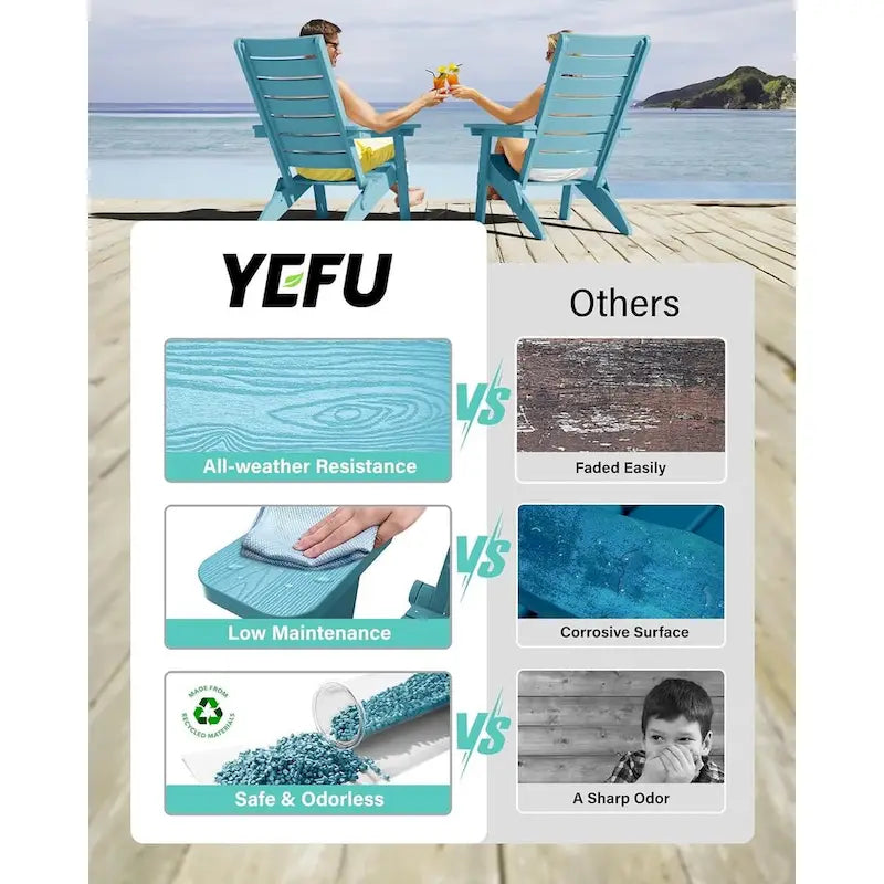 Chaises Adirondack pliantes WINSOON HIPS avec dossier incurvé et porte-gobelet