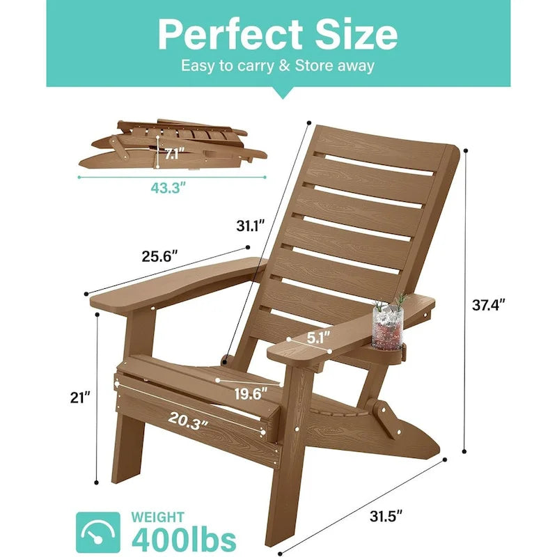 Chaises Adirondack pliantes WINSOON HIPS avec dossier incurvé et porte-gobelet