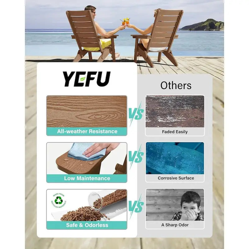 Chaises Adirondack pliantes WINSOON HIPS avec dossier incurvé et porte-gobelet