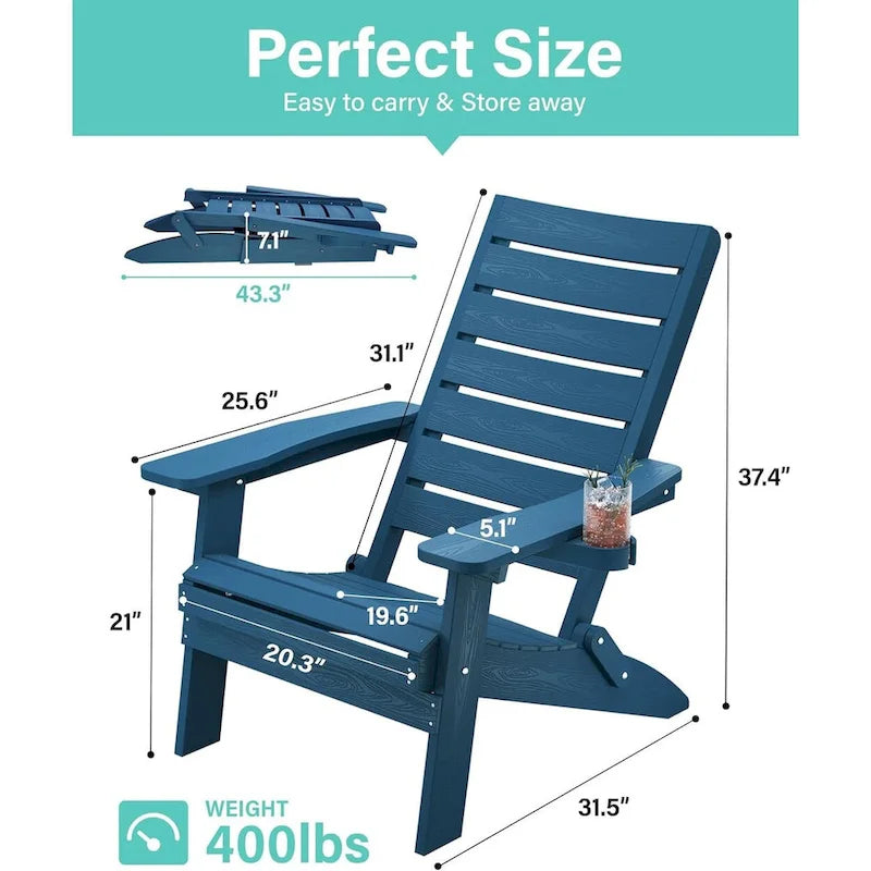 Chaises Adirondack pliantes WINSOON HIPS avec dossier incurvé et porte-gobelet