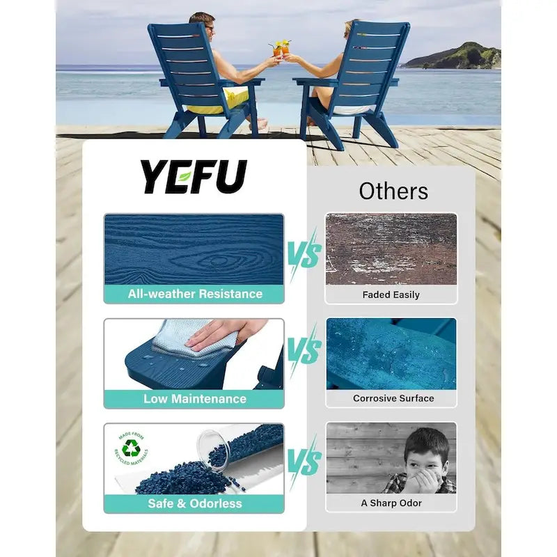 Chaises Adirondack pliantes WINSOON HIPS avec dossier incurvé et porte-gobelet