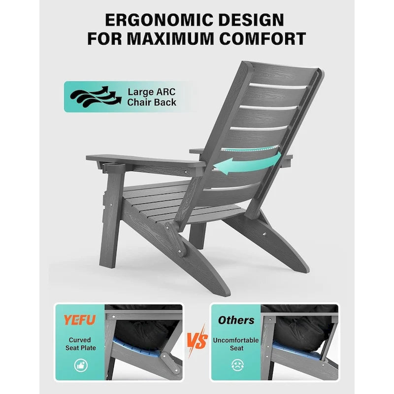 Chaises Adirondack pliantes WINSOON HIPS avec dossier incurvé et porte-gobelet