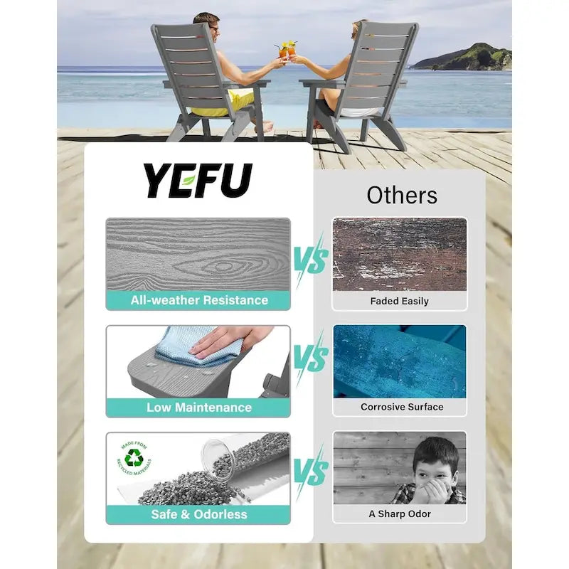 Chaises Adirondack pliantes WINSOON HIPS avec dossier incurvé et porte-gobelet