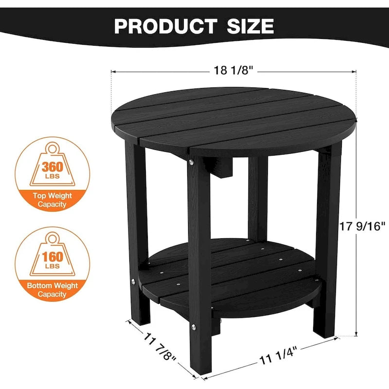 WINSOON Table d'appoint d'extérieur HIPS toutes saisons, ensemble de 2 tables rondes