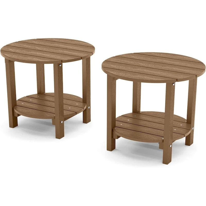 WINSOON Table d'appoint d'extérieur HIPS toutes saisons, ensemble de 2 tables rondes