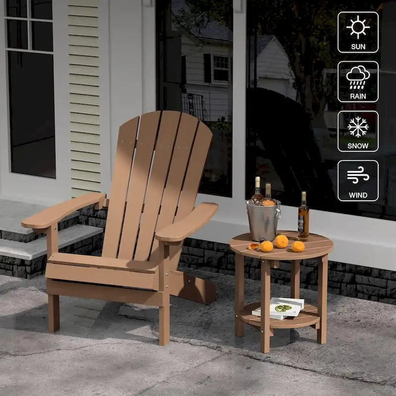 WINSOON Table d'appoint d'extérieur HIPS toutes saisons, ensemble de 2 tables rondes