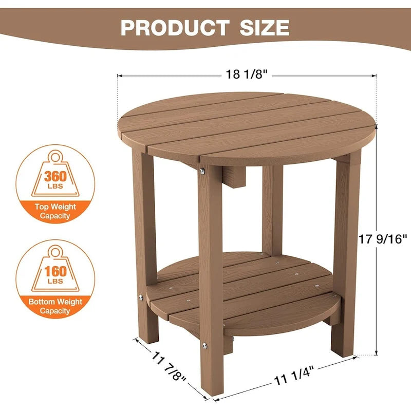 WINSOON Table d'appoint d'extérieur HIPS toutes saisons, ensemble de 2 tables rondes