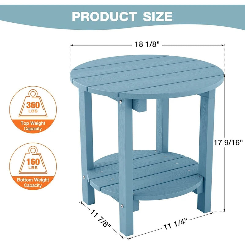WINSOON Table d'appoint d'extérieur HIPS toutes saisons, ensemble de 2 tables rondes
