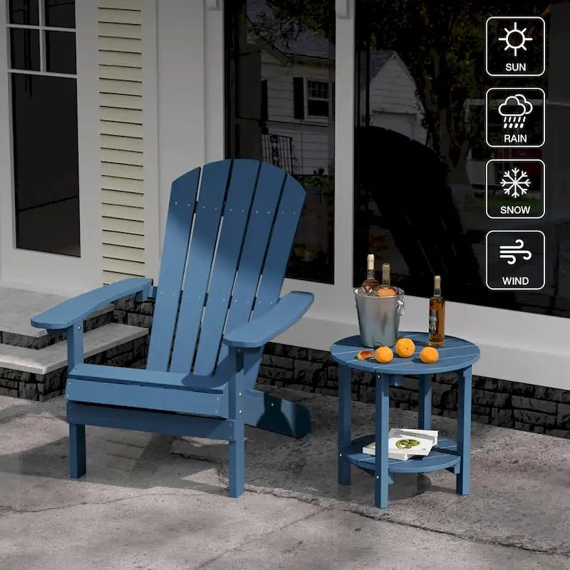WINSOON Table d'appoint d'extérieur HIPS toutes saisons, ensemble de 2 tables rondes