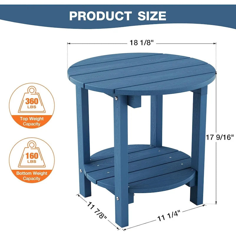 WINSOON Table d'appoint d'extérieur HIPS toutes saisons, ensemble de 2 tables rondes