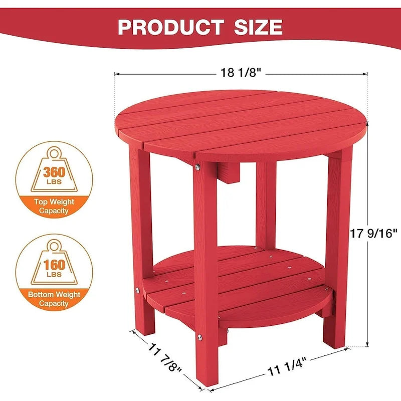 WINSOON Table d'appoint d'extérieur HIPS toutes saisons, ensemble de 2 tables rondes