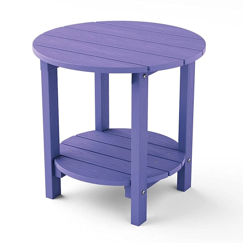 WINSOON Table d'appoint d'extérieur HIPS toutes saisons, ensemble de 2 tables rondes