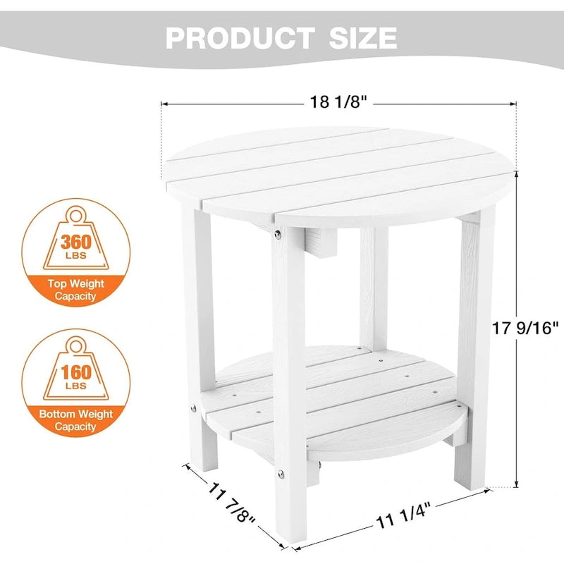 WINSOON Table d'appoint d'extérieur HIPS toutes saisons, ensemble de 2 tables rondes