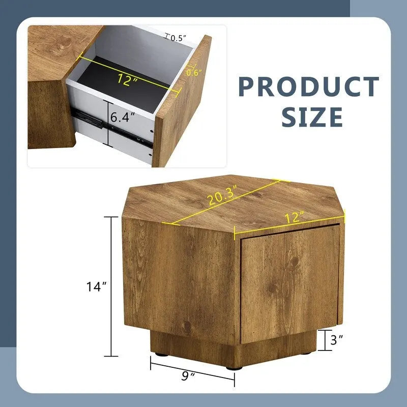 Table Basse Hexagonale en MDF avec Tiroirs Design Simple et Pratique, Fabriquée à partir de Matériaux de Haute Qualité pour une Fonctionnalité Élégante