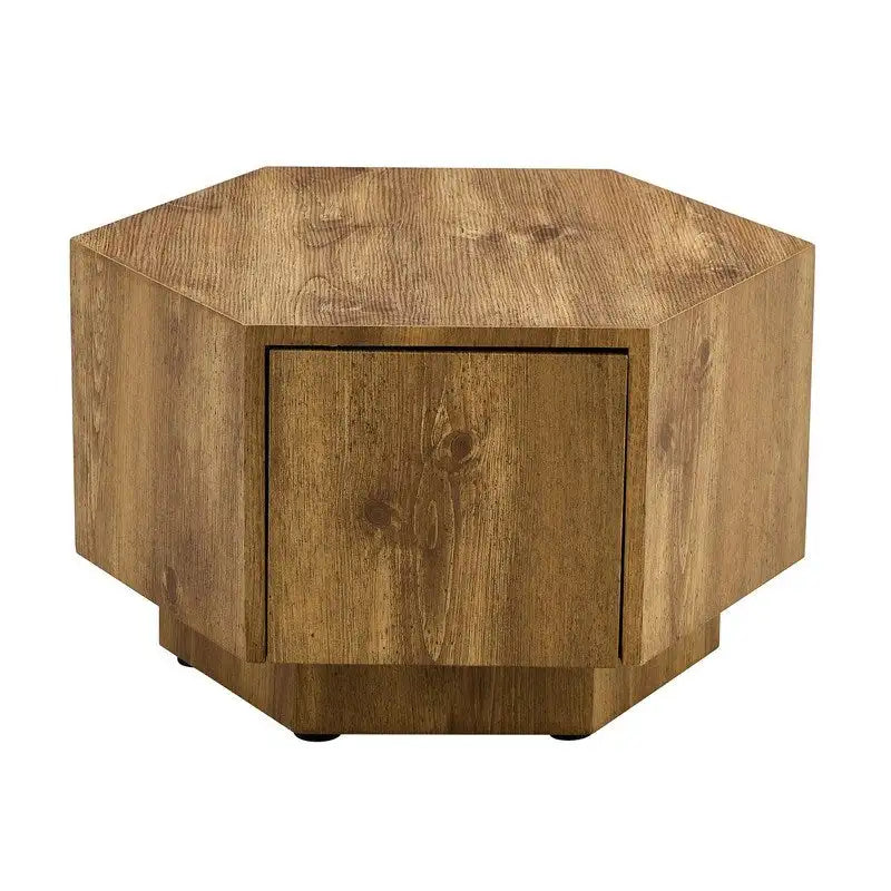 Table Basse Hexagonale en MDF avec Tiroirs Design Simple et Pratique, Fabriquée à partir de Matériaux de Haute Qualité pour une Fonctionnalité Élégante
