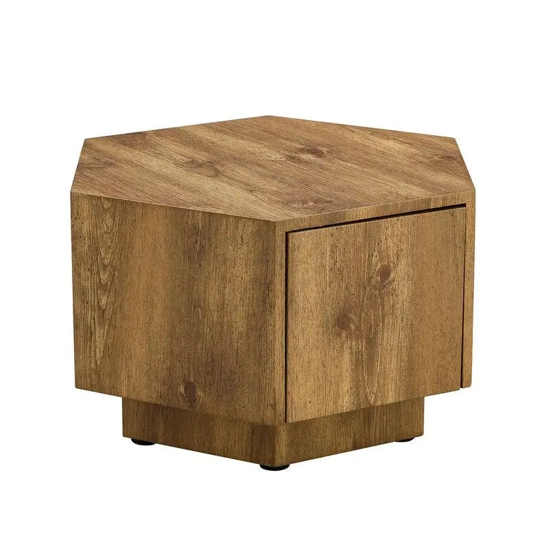 Table Basse Hexagonale en MDF avec Tiroirs Design Simple et Pratique, Fabriquée à partir de Matériaux de Haute Qualité pour une Fonctionnalité Élégante