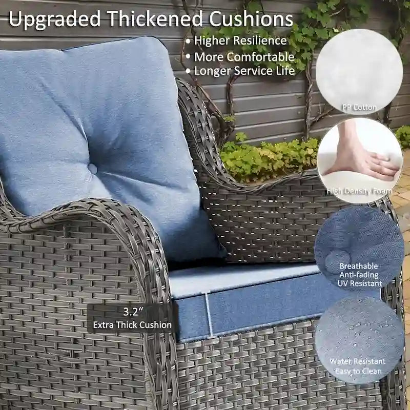 Ensemble de mobilier de jardin 5 pièces - Ensemble de chaises pivotantes en osier avec pouf