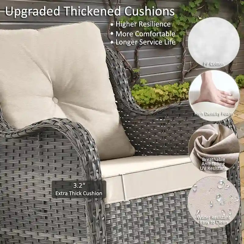 Ensemble de mobilier de jardin 5 pièces - Ensemble de chaises pivotantes en osier avec pouf