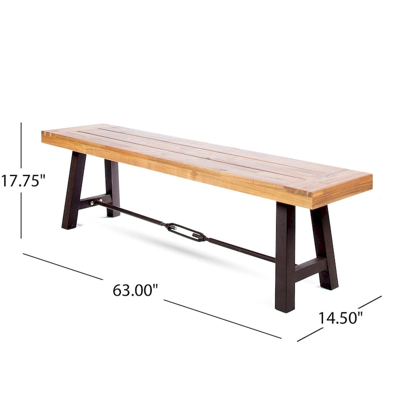 Banc de salle à manger extérieur en bois d'acacia