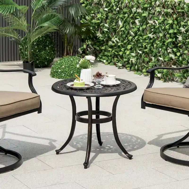 Costway Table d'appoint de patio ronde en fonte de 24 po avec patins réglables - Voir les détails