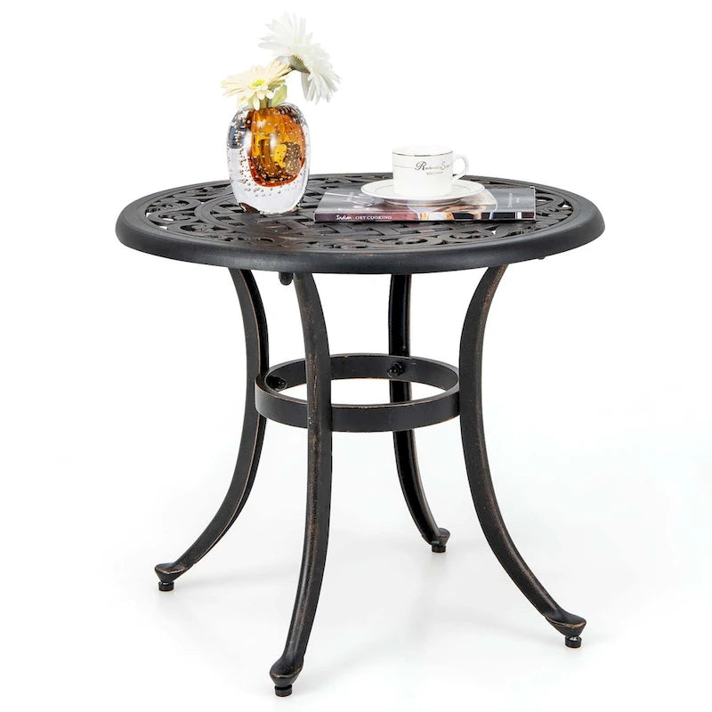 Costway Table d'appoint de patio ronde en fonte de 24 po avec patins réglables - Voir les détails