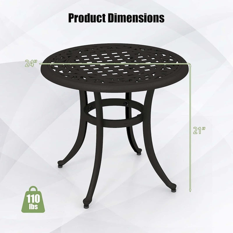 Costway Table d'appoint de patio ronde en fonte de 24 po avec patins réglables - Voir les détails