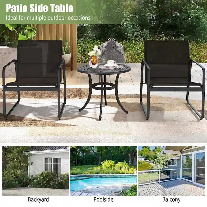 Costway Table d'appoint de patio ronde en fonte de 24 po avec patins réglables - Voir les détails