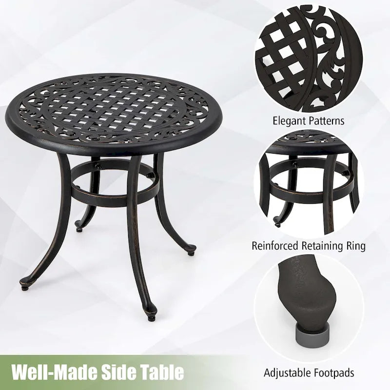 Costway Table d'appoint de patio ronde en fonte de 24 po avec patins réglables - Voir les détails