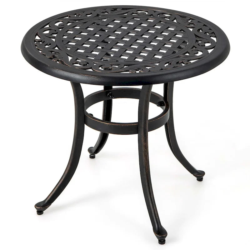 Costway Table d'appoint de patio ronde en fonte de 24 po avec patins réglables - Voir les détails