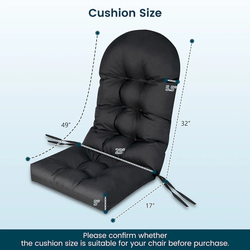 Gymax Lot de 2 Coussins de Chaise Adirondack pour Patio Dossier Haut Résistant à la Décoloration