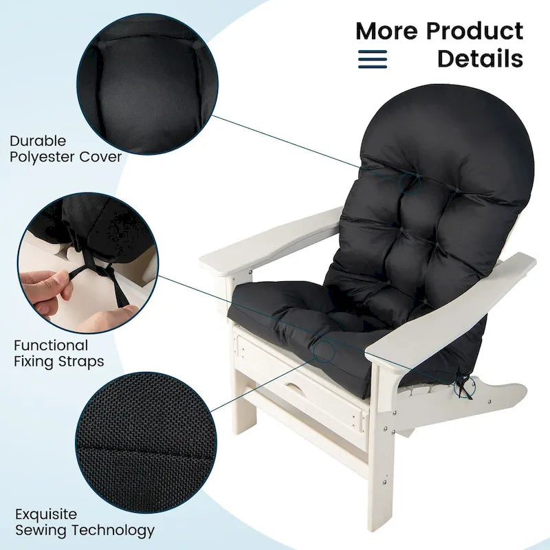 Gymax Lot de 2 Coussins de Chaise Adirondack pour Patio Dossier Haut Résistant à la Décoloration