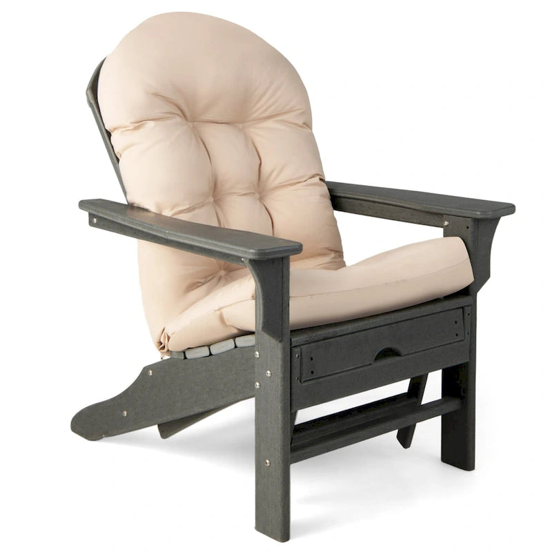 Gymax Lot de 2 Coussins de Chaise Adirondack pour Patio Dossier Haut Résistant à la Décoloration