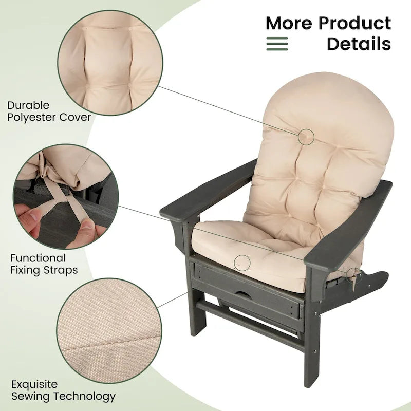 Gymax Lot de 2 Coussins de Chaise Adirondack pour Patio Dossier Haut Résistant à la Décoloration