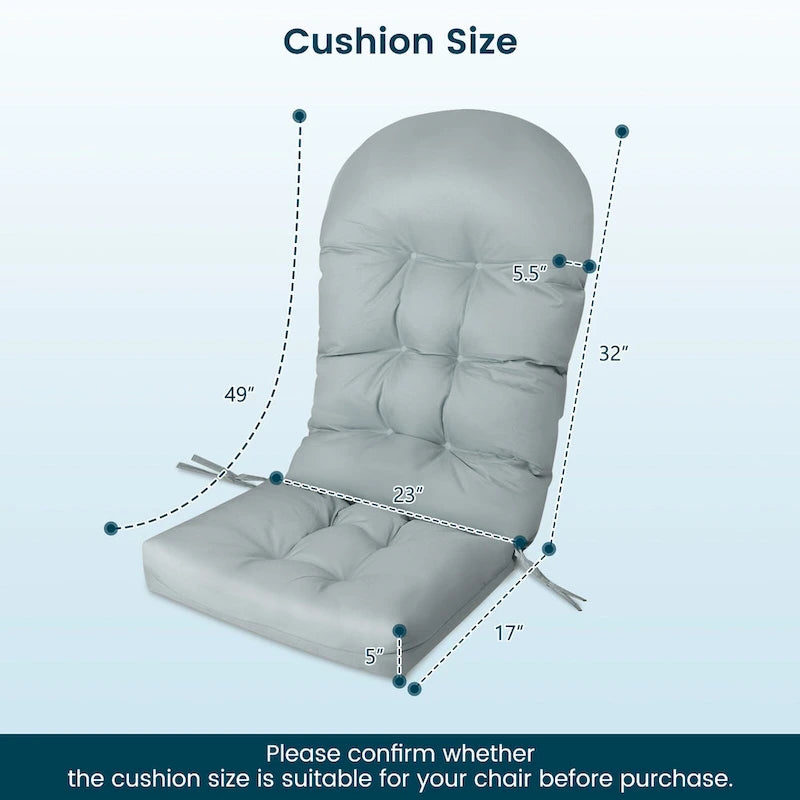 Gymax Lot de 2 Coussins de Chaise Adirondack pour Patio Dossier Haut Résistant à la Décoloration