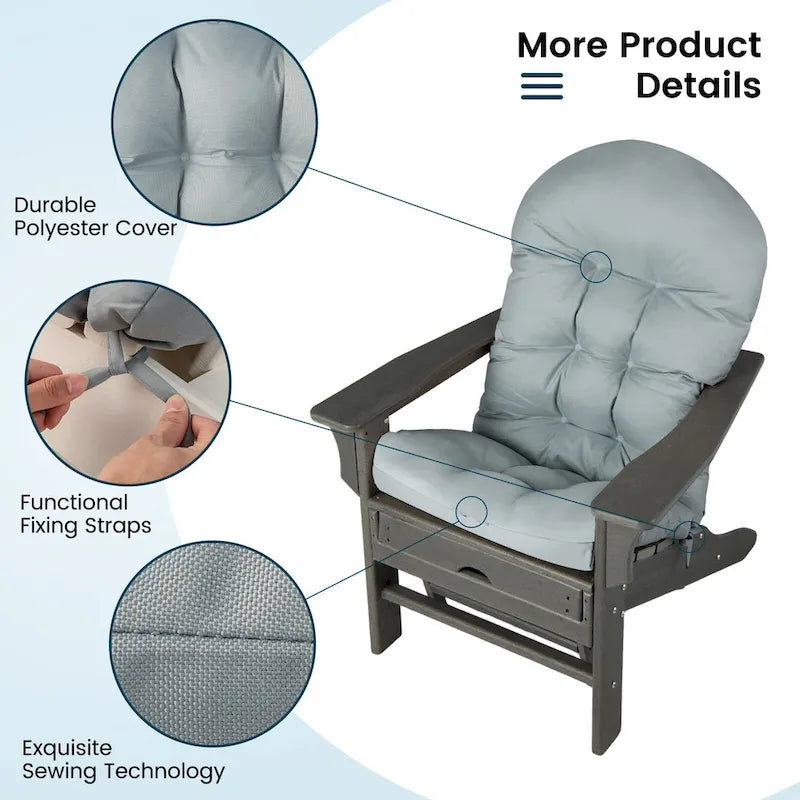 Gymax Lot de 2 Coussins de Chaise Adirondack pour Patio Dossier Haut Résistant à la Décoloration