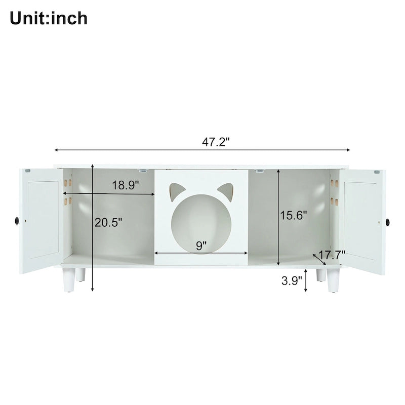 Meuble Cache Litière pour Chat, Cache Litière pour Chat avec Porte à Griffer, Maison pour Animaux de Compagnie Style Meuble, Meuble TV Moderne