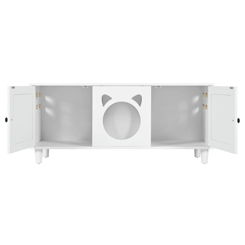Meuble Cache Litière pour Chat, Cache Litière pour Chat avec Porte à Griffer, Maison pour Animaux de Compagnie Style Meuble, Meuble TV Moderne